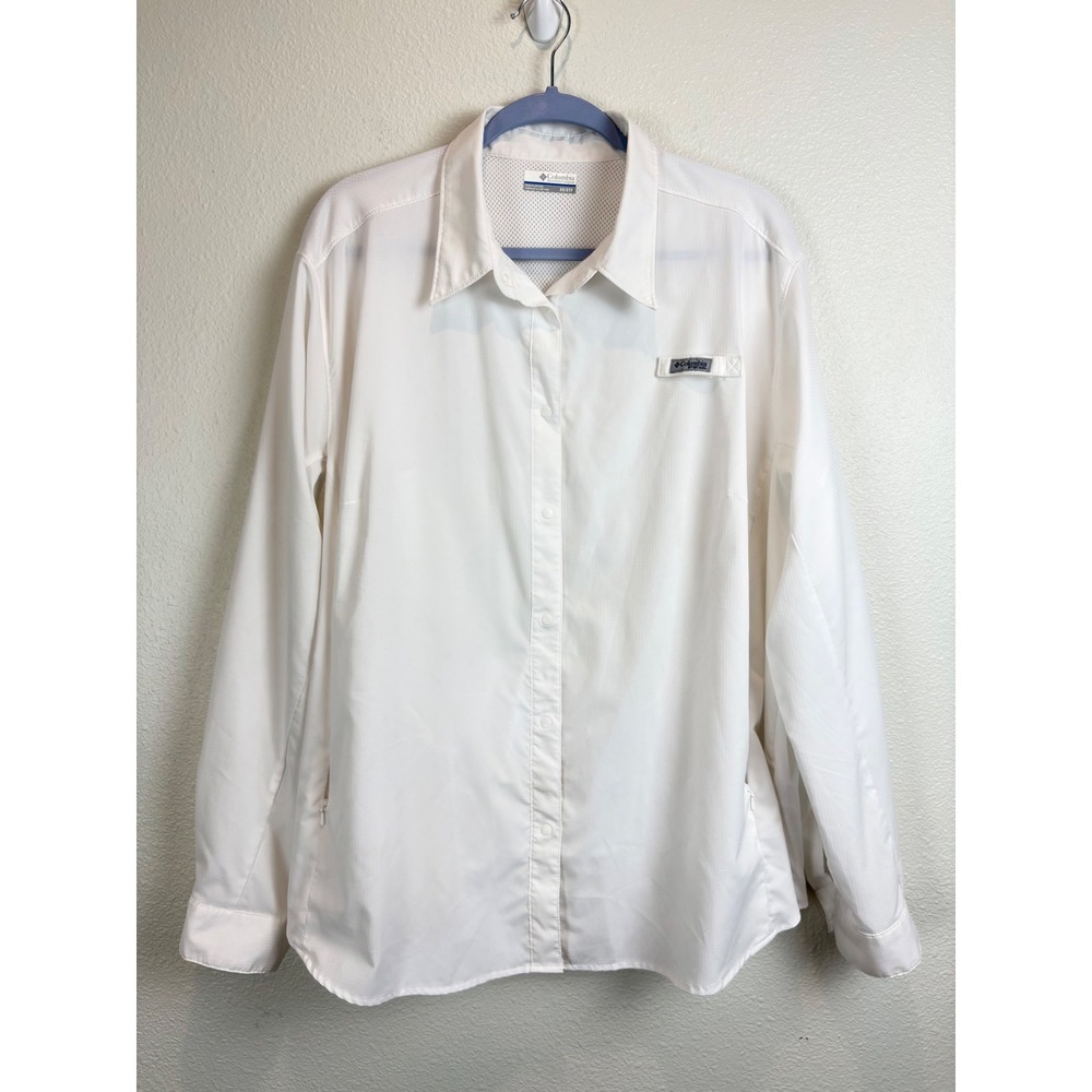 Columbia PFG Fishing Shirt Tamiami II White Long Sleeve 3X Omni Shade UPF Hiking